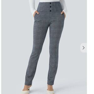 Halara Flex™ High Waisted Decorative Button Side Pocket Houndstooth Plaid Skinny